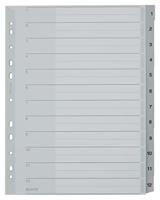 Leitz Plastic register (1-12, A4, PP, 12 vellen) grijs
