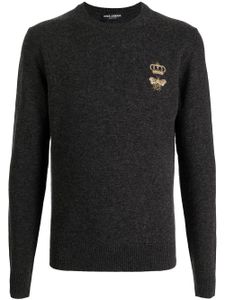 Dolce & Gabbana pull en maille fine à broderies - Gris