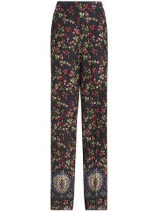 ETRO pantalon droit à fleurs - Noir