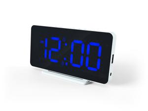 Slim-line Digitale Wekker - Dual Alarmklok - Groot Blauw Display - USB Poort (HCG021)