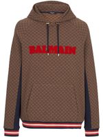 Balmain hoodie Mini Monogram en jacquard - Marron