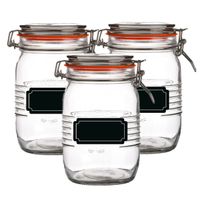 Weckpot/inmaakpot - 4x - 1L - glas - met beugelsluiting - incl. etiketten