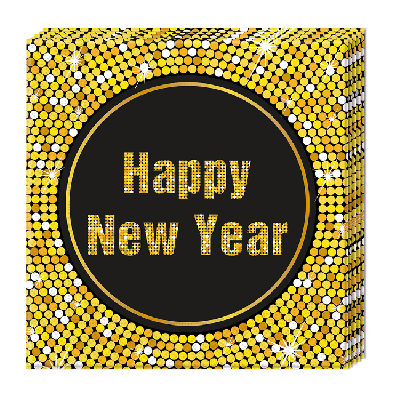 Servetten Happy New Year goud-zwart