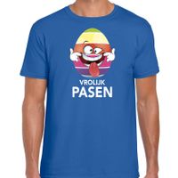 Pasen shirt blauw met vrolijk paasei die tong uitsteekt voor heren 2XL  -