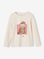 T-shirt motief "Egerie" (muze) meisjes lange mouwen beige (poederkleur) - thumbnail