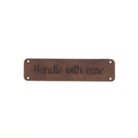 Leren label 'Handle with care' 15x60mm - 2 stuks
