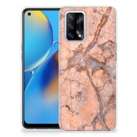 OPPO A74 4G TPU Siliconen Hoesje Marmer Oranje