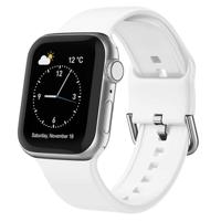 By Qubix - Soft siliconen bandje met gespsluiting - Wit - Compatible met Apple Watch 38mm / 40mm / 41mm / 42mm - Compatible Apple watch bandjes