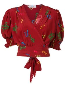 Isolda blouse cache-cœur à imprimé Lena - Rouge