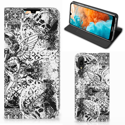 Mobiel BookCase Huawei Y6 2019 Skulls Angel