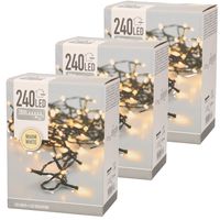 3x Kerstverlichting warm wit buiten 240 lampjes