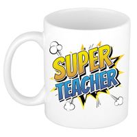 Super teacher cadeau mok / beker wit - popart stijl - bedankt cadeau juf / meester - thumbnail