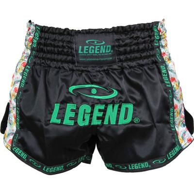 Legend Sports Kickboksshort Flower Dames Satijn Zwart/groen Mt Xs