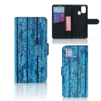 Samsung Galaxy M31 Book Style Case Wood Blue