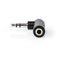 Stereo-Audioadapter - 3,5 mm Male - 3,5 mm Female - Vernikkeld - 90° Gehoekt - Metaal - Zwart - 10 Stuks - Polybag