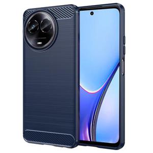 Realme V50s Geborsteld TPU Hoesje - Koolstofvezel - Blauw