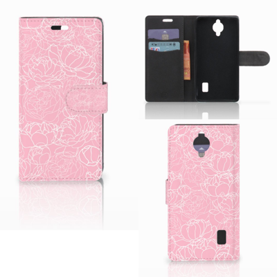 Huawei Y635 Hoesje White Flowers Huawei Y635 Hoesje White Flowers