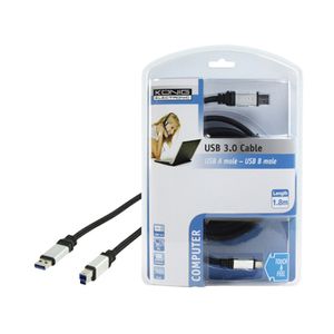 König USB 3.0 USB-kabel 1,8 m USB 3.2 Gen 1 (3.1 Gen 1) USB A USB B Zwart