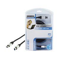 König USB 3.0 USB-kabel 1,8 m USB 3.2 Gen 1 (3.1 Gen 1) USB A USB B Zwart - thumbnail