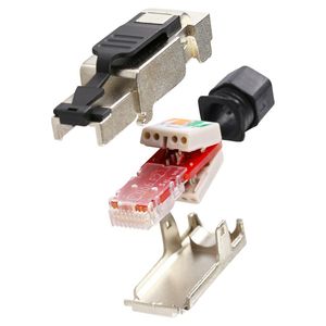 LogiLink MP0040 Op locatie monteerbare stekker, Cat.6A, afgeschermd, PrimeLine MP0040 Zwart, Zilver 1 stuk(s)