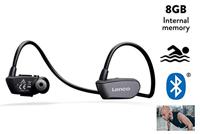 Lenco BTX-860 Bluetooth hoofdtelefoon, 8 GB MP3-speler, IPX-8 waterdicht, tot 10 uur speeltijd, zwart