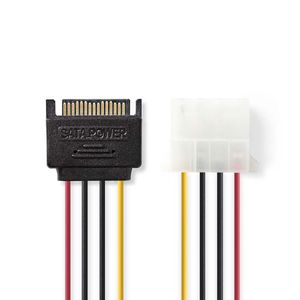 Interne Voedingskabel | Molex Male - 2x SATA 15-Pins Female | 0,15 m | Diverse