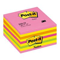 Post-it Sticky Notes Cube Neon Collection, verpakking met 1 blok, 450 vellen, 76 mm x 76 mm, roze, geel, oranje, groen, zelfklevende notitieblaadjes voor notities, to-do-lijsten en herinneringen