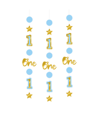 Hangdecoratie 1ste verjaardag jongen 3 stuks