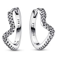 Pandora 292545C01 Oorringen Sparkling Wave Hoop zilver-zirconia wit - thumbnail