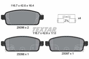 Remblokkenset, schijfrem TEXTAR, u.a. fÃ¼r Opel, Vauxhall, Chevrolet, Buick, Cadillac