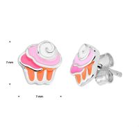 TFT Oorknoppen Cupcake Zilver Gerhodineerd Glanzend 7 mm x 7 mm - thumbnail