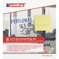 Edding 8 Let´s go presenting set 4-BTWPRES Whiteboardmarkerset Zwart, Wit, Blauw, Rood, Zilver 8 stuk(s)