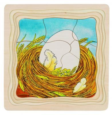 Goki vormenpuzzel 4 lagen Kip junior hout 44 stukjes