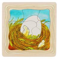 Goki vormenpuzzel 4 lagen Kip junior hout 44 stukjes