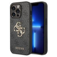 iPhone 15 Pro Guess 4G Big Metal Logo Hybrid Case - Grijs - thumbnail