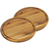 3x stuks houten broodplanken/serveerplanken rond met sapgroef 25 cm