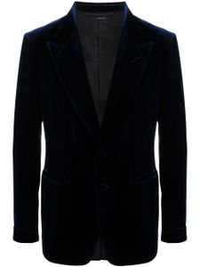 TOM FORD blazer en velours à boutonnière - Bleu