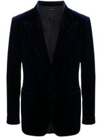 TOM FORD blazer en velours à boutonnière - Bleu - thumbnail