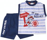 strandkledingset jongens katoen donkerblauw 2-delig