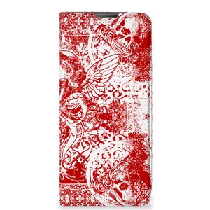 Mobiel BookCase Motorola Moto E20 Angel Skull Rood