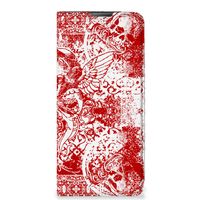 Mobiel BookCase Motorola Moto E20 Angel Skull Rood - thumbnail