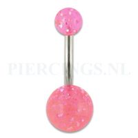 Navelpiercing acryl glitter roze