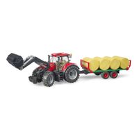 Case IH Optum 300CVX met voorlader en balentransport incl. 8 ronde balen van Bruder