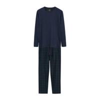 Mango Man pyjama met ruiten donkerblauw