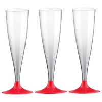 Champagneglazen - 10x - plastic - 140 ml - rood - herbruikbaar   -