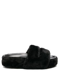 Stella McCartney chaussons en fourrure artificielle - Noir