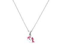 Ketting Eenhoorn zilver-emaille roze-wit 1,1 mm 36 + 4 cm