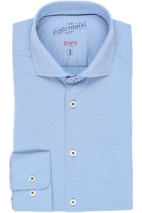 Pure Functional Slim Fit Jersey shirt middenblauw, Effen