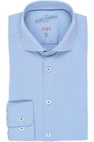 Pure Functional Slim Fit Jersey shirt middenblauw, Effen - thumbnail