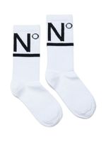 Nº21 Kids chaussettes à logo en maille intarsia - Blanc